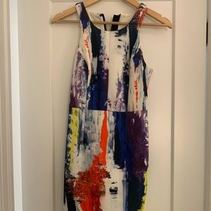 Milly Multicolor graffiti print racerback sheath scuba neoprene dress